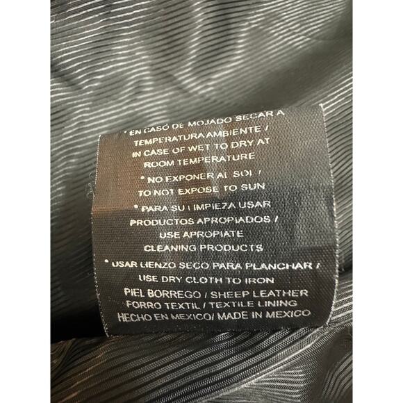 GERHEL Men's Black Genuine Sheepskin Leather Jacket Stitching Zipper Size Small - Picture 6 of 11